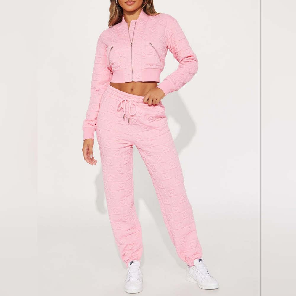 Pink Quilted B♡ Logo Women's 2pc Jogger Set